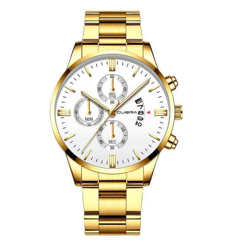 Relógio Masculino Cuena Estilo Inox - Luxury Watch relógio 019 AmploTech Dourado com Branco 