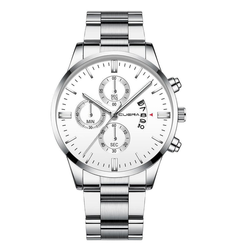 Relógio Masculino Cuena Estilo Inox - Luxury Watch relógio 019 AmploTech Prata com Branco 