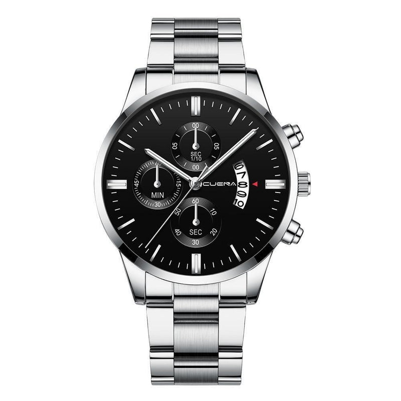 Relógio Masculino Cuena Estilo Inox - Luxury Watch relógio 019 AmploTech Prata com Preto 