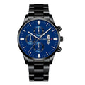 Relógio Masculino Cuena Estilo Inox - Luxury Watch relógio 019 AmploTech Preto com Azul 