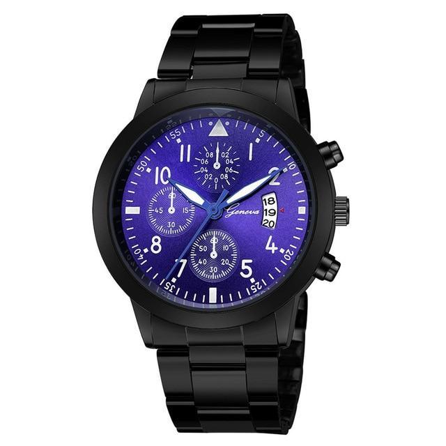 Relógio Masculino Geneva - Classic Watch relógio 021 AmploTech Preto/ Azul 
