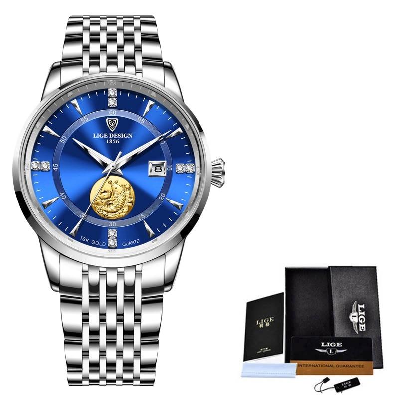 Relógio Masculino Goldfish Lige - Luxury Watch relógio 035 AmploTech Prata/ Azul 